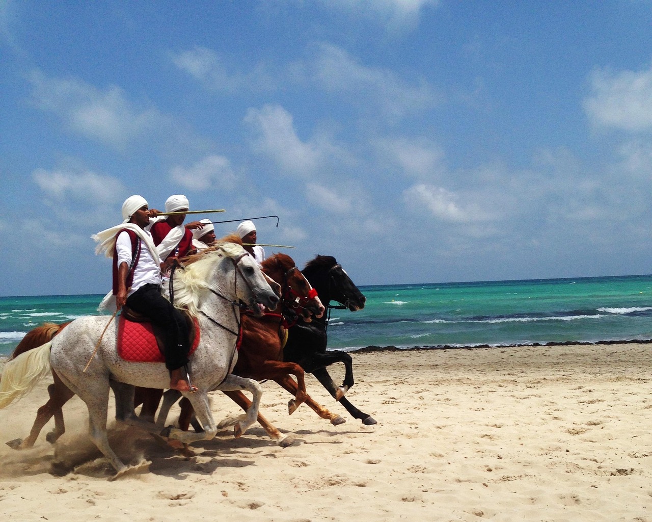 Scenic coastline of Djerba from jet ski