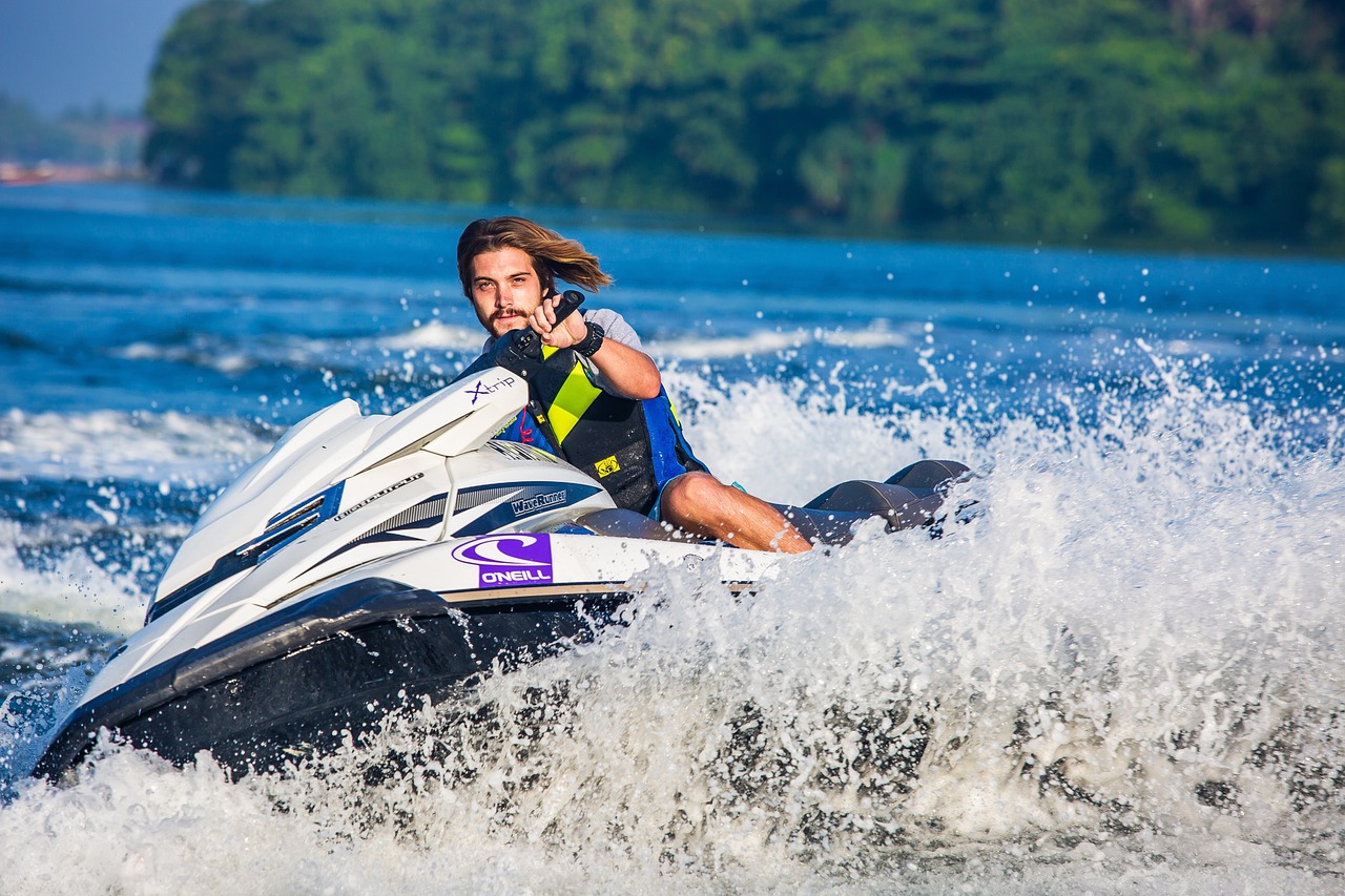 Group of friends on jet skis